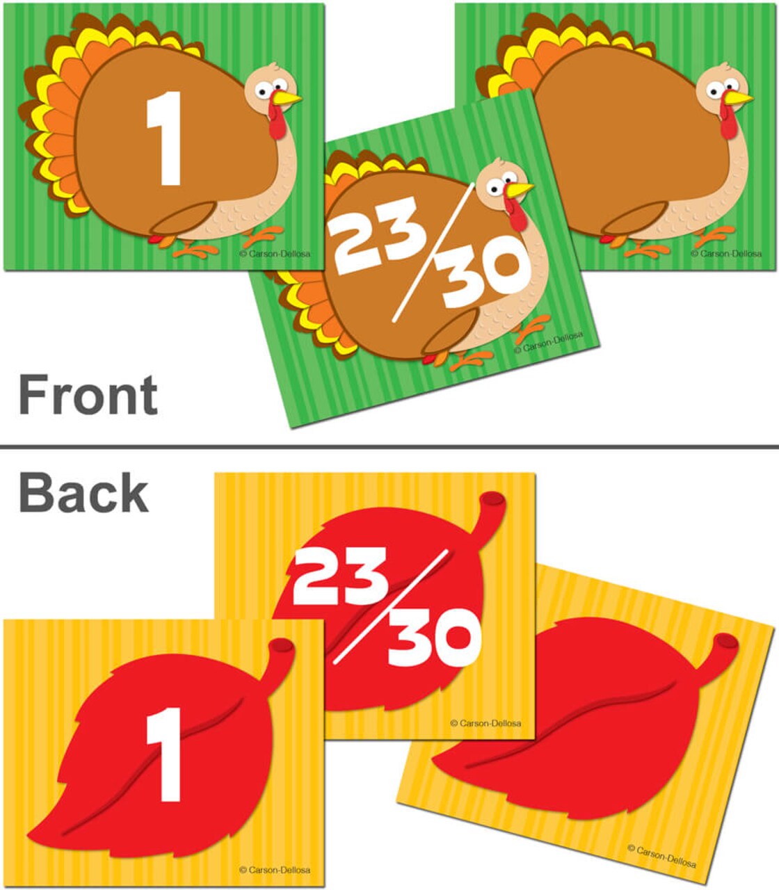 Carson Dellosa 36 Fall Monthly Calendar Cover Ups, Maple Leaves and Turkey Calendar Days, Fall and Thanksgiving Bulletin Board Cutouts for Classroom Calendar, Fall Classroom Decor